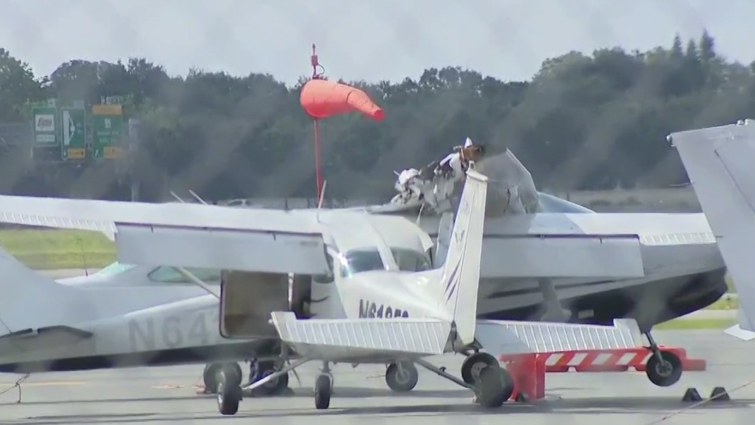 Plane crashes into another plane on ground at Orlando Executive Airport